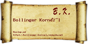Bollinger Kornél névjegykártya